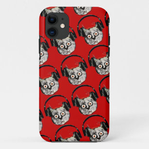 music dj cat with headphone Case-Mate iPhone case
