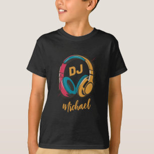 Music DJ colourful Headphones Personalised Name T-Shirt