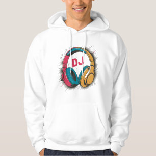 Music DJ colourful Headphones white Hoodie