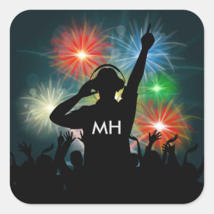 Music DJ custom monogram stickers