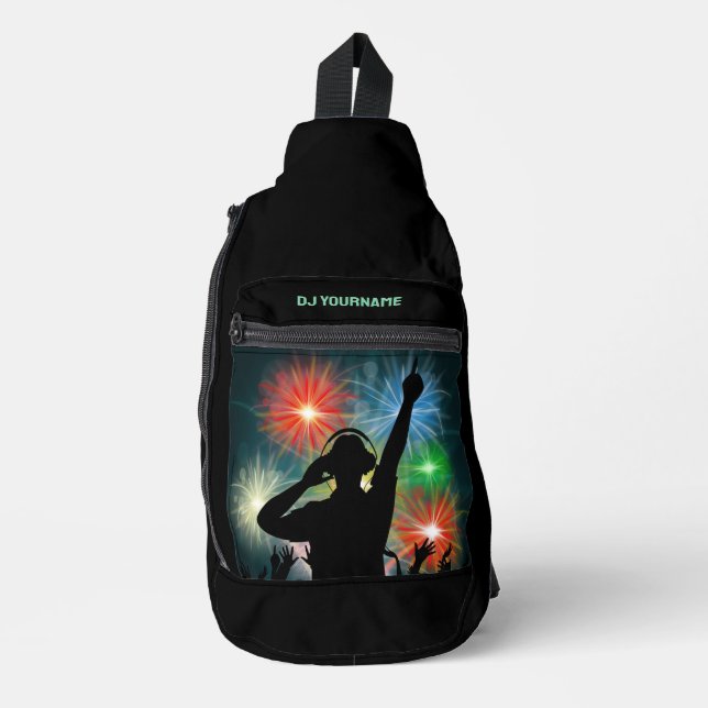 Music DJ custom name Sling Bag (Front)