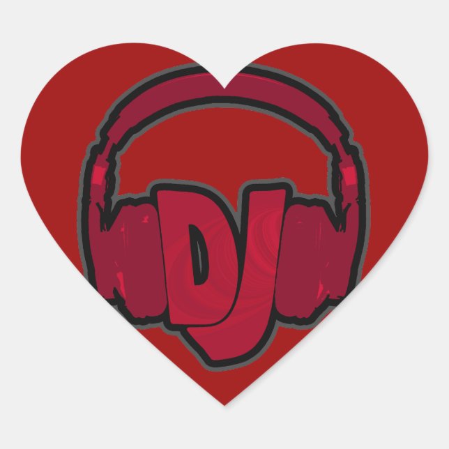 music DJ headphone Heart Sticker (Front)