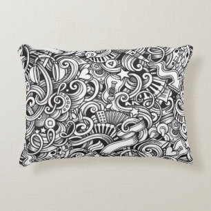 Music Doodles Vintage Background Decorative Cushion