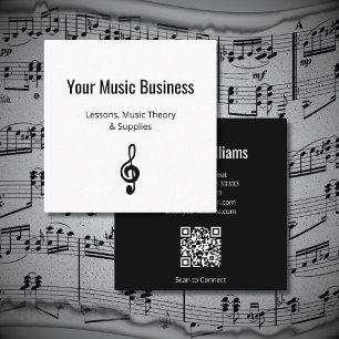 Music Education Treble Clef QR code Teacher  Square Business Card