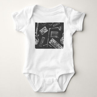 Music elements: vintage seamless background. baby bodysuit