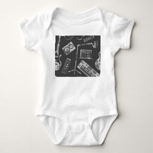 Music elements: vintage seamless background. baby bodysuit