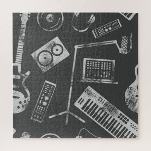 Music elements: vintage seamless background. jigsaw puzzle