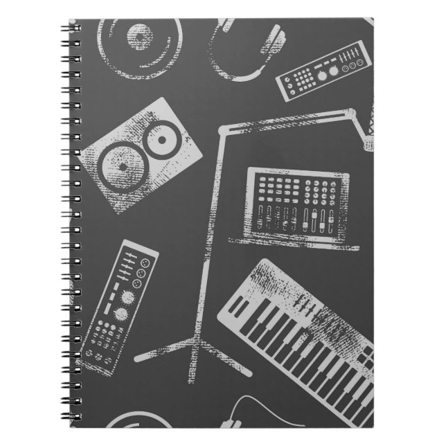 Music elements: vintage seamless background. notebook (Front)