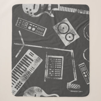 Music elements: vintage seamless background. sherpa blanket
