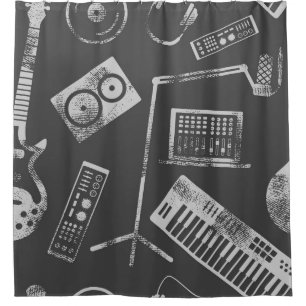 Music elements: vintage seamless background. shower curtain