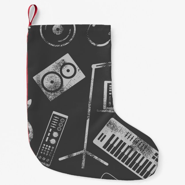 Music elements: vintage seamless background. small christmas stocking (Front)