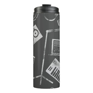 Music elements: vintage seamless background. thermal tumbler