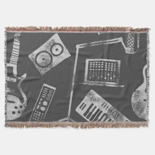 Music elements: vintage seamless background. throw blanket