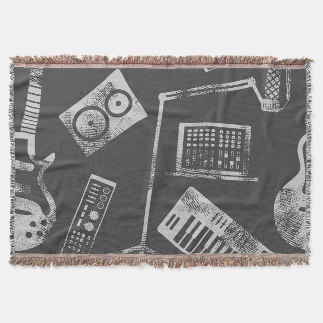 Music elements: vintage seamless background. throw blanket (Front)
