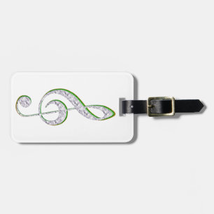 MUSIC Emerald and Diamond Treble Clef Luggage Tag