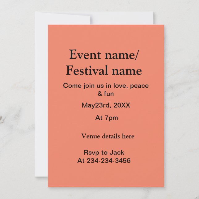 Music event festival name details here add date ye invitation (Front)
