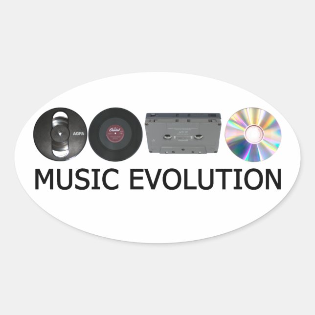 Music evolution oval sticker (Front)