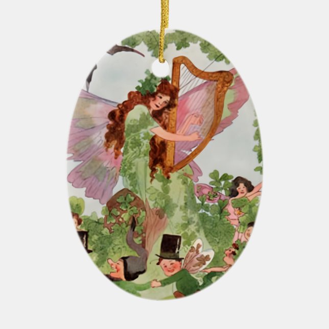 Music Faerie Playing Music Ceramic Tree Decoration (Front)