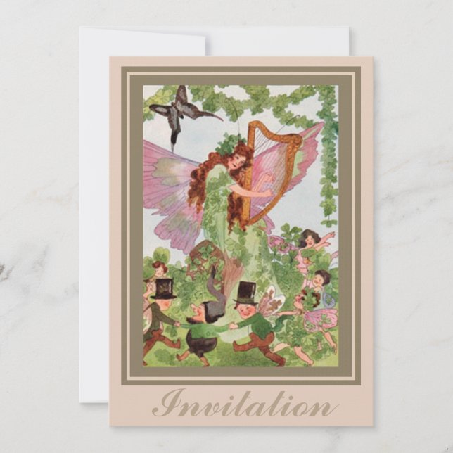 Music Faerie Playing Music Invitation (Front)