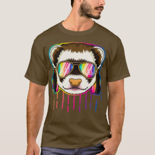 Music Ferret Dj With Headphones Musical Ferret Lov T-Shirt