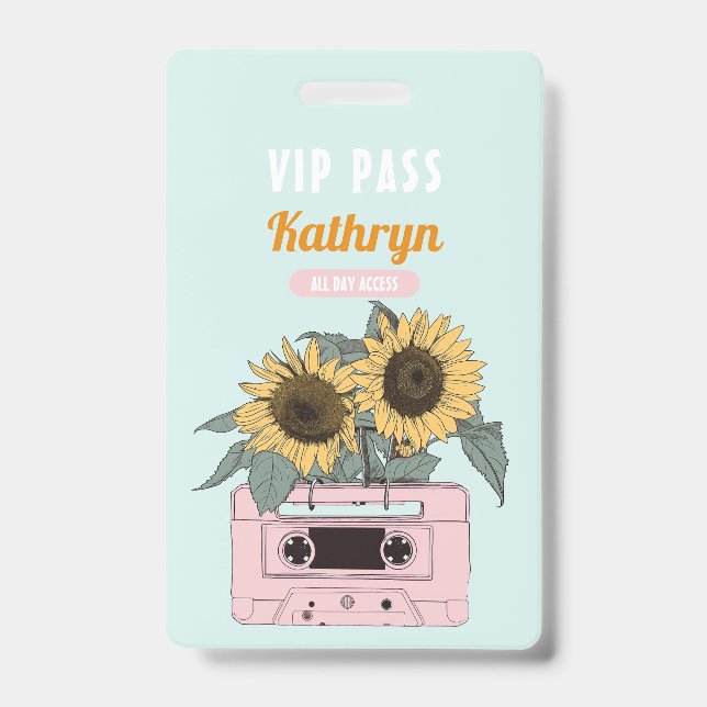 Music Festival Birthday Party VIP ID Badge (Front)