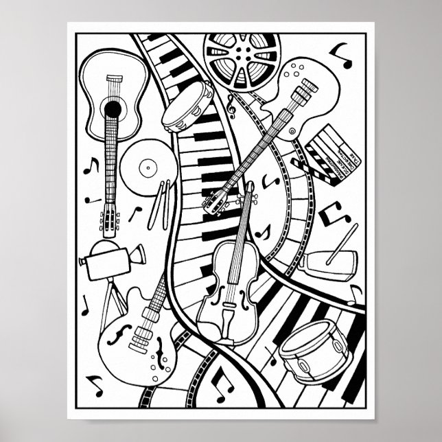 Music Festival Colouring Page Art Poster (Front)