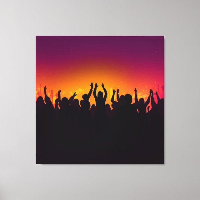 Music festival concert crowd silhouette people han canvas print (Front)
