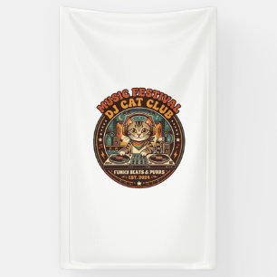 Music Festival DJ Cat Cat Lover Gift - Music Festi Banner