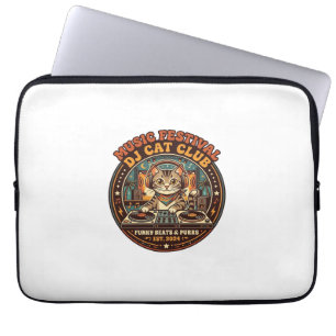 Music Festival DJ Cat Cat Lover Gift - Music Festi Laptop Sleeve