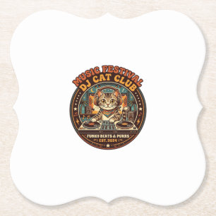 Music Festival DJ Cat Cat Lover Gift - Music Festi Paper Coaster