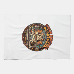 Music Festival DJ Cat Cat Lover Gift - Music Festi Tea Towel