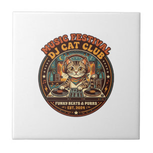 Music Festival DJ Cat Cat Lover Gift - Music Festi Tile