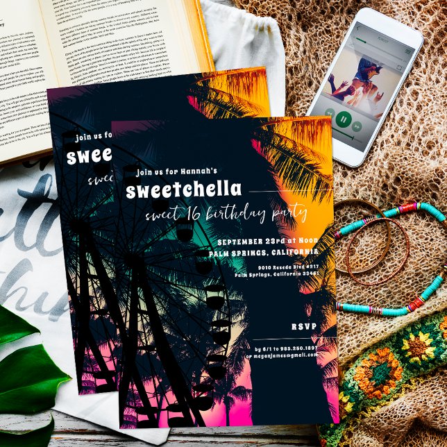 Music Festival | Ferris Wheel Palms Sweet 16  Invitation (Creator Uploaded)