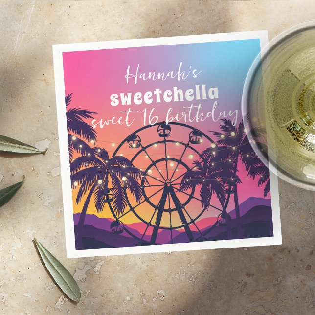 Music Festival | Ferris Wheel Palms Sweet 16 Napkin (Creator Uploaded)