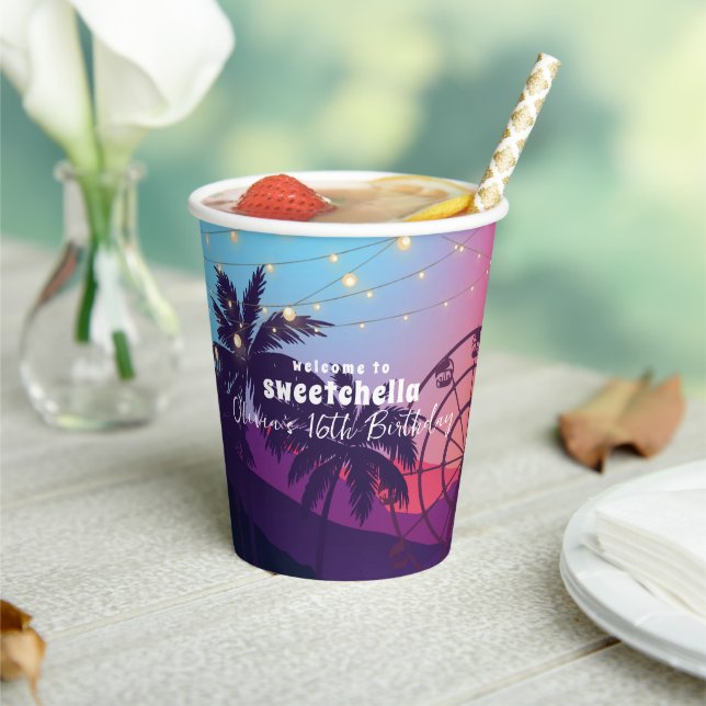 Music Festival | Ferris Wheel Palms Sweet 16 Paper Cups (Insitu)