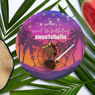 Music Festival   Ferris Wheel Palms Sweet 16 Paper Plate
