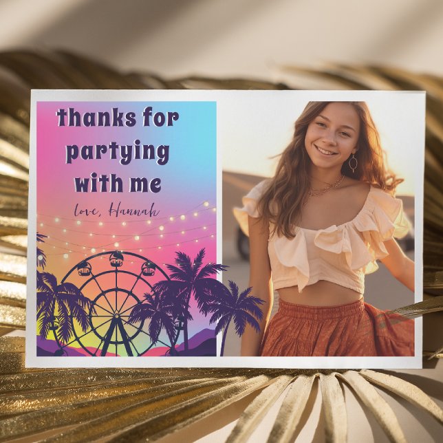 Music Festival | Ferris Wheel Palms Sweet 16  Thank You Card (Creator Uploaded)