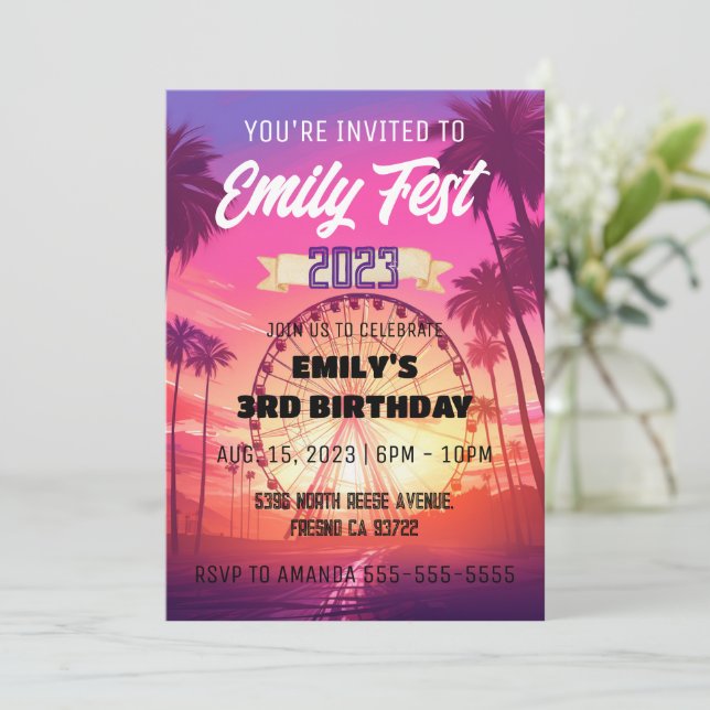 Music Festival Fest Birthday Invitation Kids/Adult (Standing Front)