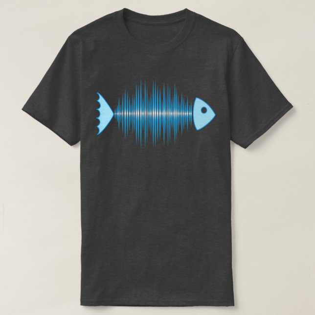 Music Fish Pulse Rate Frequency Dance House Techno T-Shirt (Design Front)