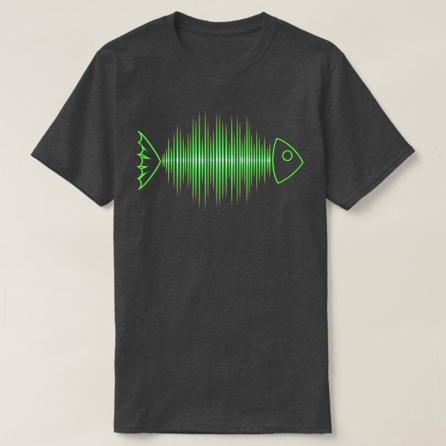 Music Fish Pulse Rate Frequency Dance House Techno T-Shirt (Design Front)