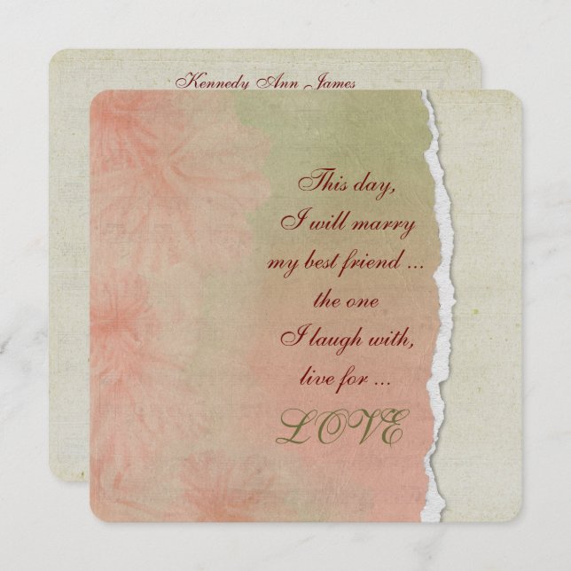 music floral background with wedding verse invitation (Front/Back)