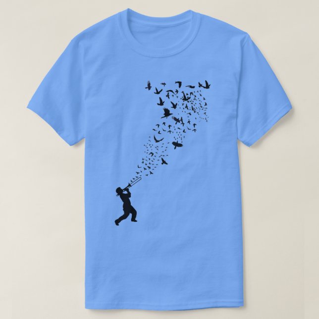 Music Freedom Music and the Birds 3  T-Shirt (Design Front)