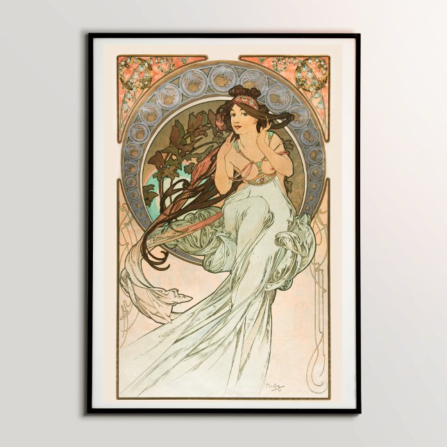 Music, from Les Arts (1898) by Alphonse Mucha Poster (Enchanting Melodies: Music from Les Arts (1898) by Alphonse Mucha - Immersive Art for Music Lovers)