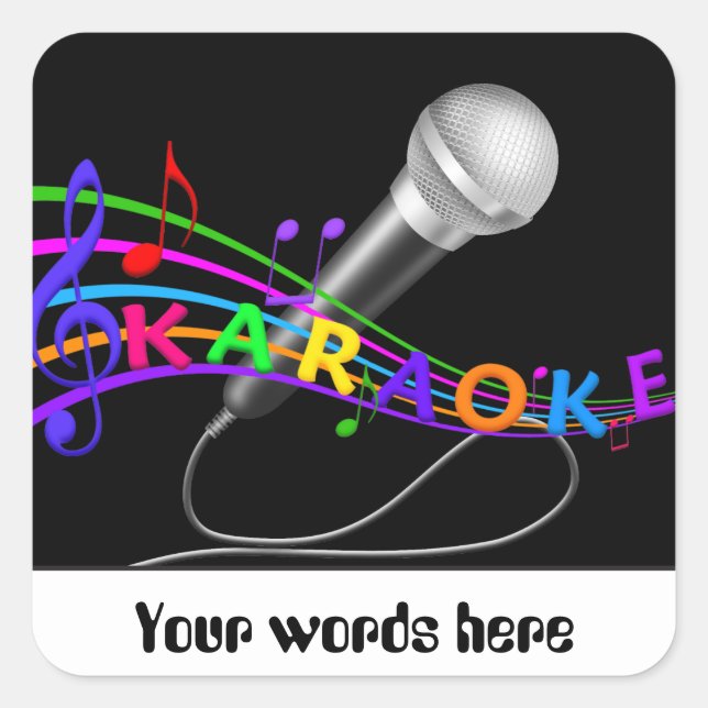 Music fun Karaoke customisable sticker add words (Front)