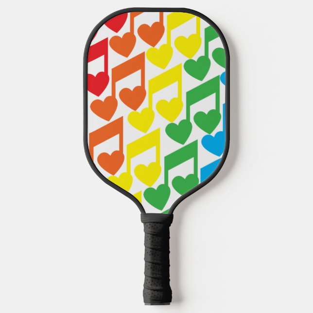 Music Fun Notes Notation Pattern Rainbow Pickleball Paddle (Front)
