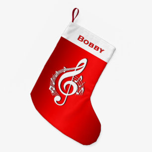 Music G Clef Personalised Name / Year Small Christmas Stocking