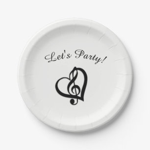 Music G Heart Let's Party Paper Plate