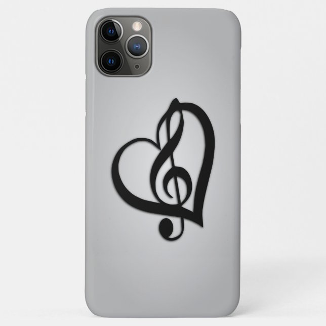Music G Heart on Silver Case-Mate iPhone Case (Back)