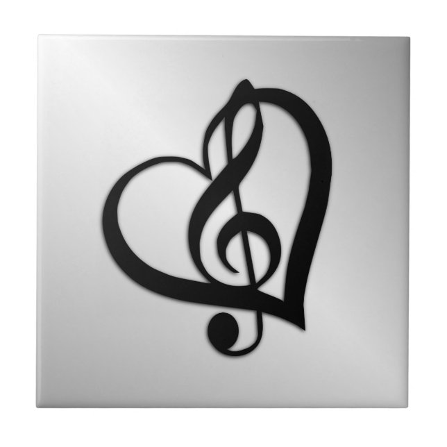 Music G Heart on Silver Tile (Front)