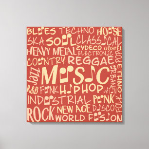 Music Genres Word Collage canvas print